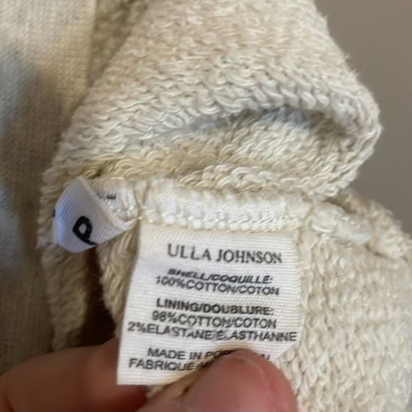 Ulla Johnson Oat Beige Cotton Tassel Drawstring Hoodie Sweatshirt - Picture 5 of 10